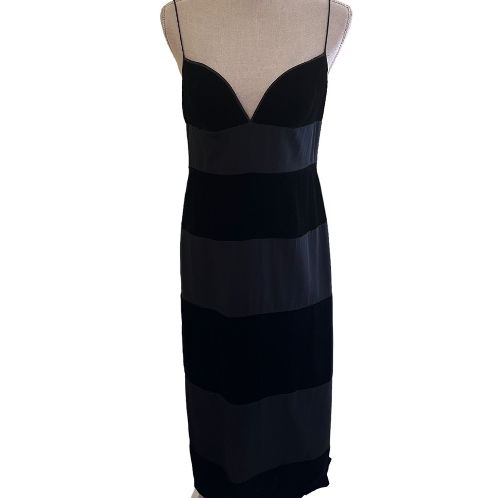 Emanuel Ungaro Black Velvet/Satin Blocked Spaghetti Strap Maxi Dress 8